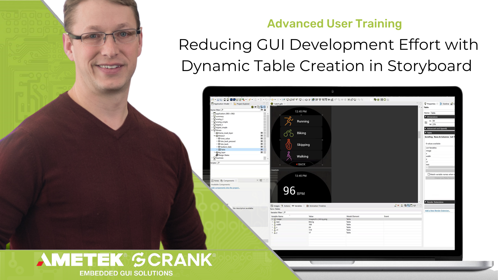 AMETEK Crank | Advanced Training | Reducing GUI Development Effort with Dynamic Table Creation in Storyboard